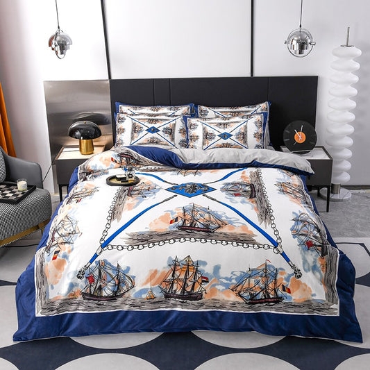 Four piece bedding set with double-sided velvet