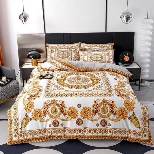 Four piece bedding set with double-sided velvet